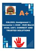 CSL2601 Assignment 1 Semester 1 2026 - DUE March 2026&semi; 100&percnt; CORRECT AND TRUSTED SOLUTIONS