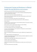 Professional Coping and Resilience in Mental  Health Nursing Questions and answers 