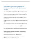 Psychological and Lifestyle Strategies for  Resilience and Mental Health Questions and  answers 