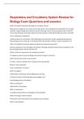 Respiratory and Circulatory System Review for  Biology Exam Questions and answers 