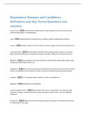 Respiratory Diseases and Conditions&colon;  Definitions and Key Terms Questions and  answers 
