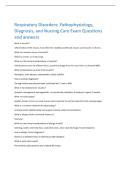 Respiratory Disorders&colon; Pathophysiology&comma;  Diagnosis&comma; and Nursing Care Exam Questions  and answers 