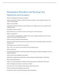 Respiratory Disorders and Nursing Care  Questions and answers 