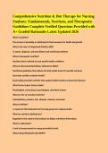 Comprehensive Nutrition & Diet Therapy for Nursing Students&colon; Fundamentals&comma; Nutrients&comma; and Therapeutic Guidelines Complete Verified Questions Provided with A&plus; Graded Rationales Latest Updated 2026 