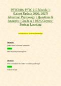 PSYC210 &sol; PSYC 210 Module 1&colon; &lpar;Latest Update 2026 &sol; 2027&rpar; Abnormal Psychology &vert; Questions & Answers &vert; Grade A &vert; 100&percnt; Correct - Portage Learning