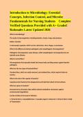 Introduction to Microbiology&colon; Essential Concepts&comma; Infection Control&comma; and Microbe Fundamentals for Nursing Students &Tab;Complete Verified Questions Provided with A&plus; Graded Rationales Latest Updated 2026 