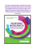TEST BANK- NURSING RESEARCH&colon; METHODS AND CRITICAL APPRAISAL FOR EVIDENCE-BASED PRACTICE 9TH EDITION BY GERI LOBIONDO-WOOD PHD RN FAAN &lpar;AUTHOR&rpar;&comma; JUDITH HABER PHD RN FAAN &lpar;AUTHOR&rpar; VERIFIED CHAPTERS 1- 21&comma; COMPLETE GUIDE 100 &percnt; VERIFIED A&plus; GRADE ASSURED&excl;&excl;&excl; LA