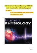 Test Bank for Human Physiology 16th Edition by Stuart Fox ALL Chapters 1-20 &vert; Questions and verified Answers Guaranteed Pass