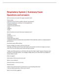 Respiratory System &vert; Summary Exam  Questions and answers 