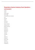 Respiratory System Anatomy Exam Questions  and answers 