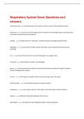 Respiratory System Exam Questions and  answers 