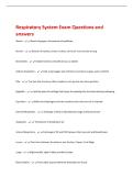 Respiratory System Exam Questions and  answers 