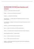 RESPIRATORY SYSTEM Exam Questions and  answers 