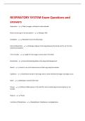 RESPIRATORY SYSTEM Exam Questions and  answers 
