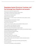 Respiratory System Structures&comma; Functions&comma; and  Gas Exchange Exam Questions and answers 