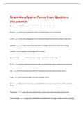 Respiratory System Terms Exam Questions  and answers 