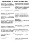 High Risk Pregnancy Test Questions and Answers Rated A