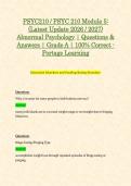 PSYC210 &sol; PSYC 210 Module 1&comma; 2&comma; 3&comma; 4 & 5 &lpar;Latest 2026 &sol; 2027 Updates STUDY BUNDLE PACKAGE WITH SOLUTIONS&rpar; Abnormal Psychology &vert; Questions and Answers &vert; Grade A &vert; 100&percnt; Correct &lpar;Verified Answers&rpar; - Portage Learning