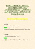 PSYC210 &sol; PSYC 210 Module 1&comma; 2&comma; 3&comma; 4&comma; 5 & 6 &lpar;Latest 2026 &sol; 2027 Updates STUDY BUNDLE PACKAGE WITH SOLUTIONS&rpar; Abnormal Psychology &vert; Questions and Answers &vert; Grade A &vert; 100&percnt; Correct &lpar;Verified Answers&rpar; - Portage Learning
