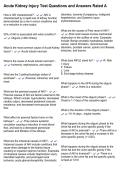 Acute Kidney Injury Test Questions and Answers Rated A