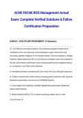 ACHE FACHE BOG Management Actual Exam Complete Verified Solutions & Fellow Certification Preparation