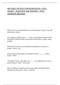 AIR FORCE TACTICAL COMMUNICATIONS &vert; 2026 UPDATE &vert; QUESTIONS AND ANSWERS &vert; WITH COMPLETE SOLUTION
