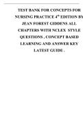 Test Bank for Concepts for Nursing Practice&comma; 4th Edition 2026&sol;2027 &ndash; Jean Foret Giddens &ndash; Complete NCLEX‑Style Questions&comma; Concept-Based Learning & Answer Key &lpar;All Chapters&rpar;