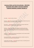 American Politics and the US Constitution - C963 WGU QUESTIONS AND CORRECT DETAILED ANSWERS &lpar;VERIFIED ANSWERS&rpar; &vert;ALREADY GRADED A&plus;