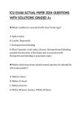 ICU EXAM ACTUAL PAPER 2026 QUESTIONS WITH SOLUTIONS GRADED A&plus;