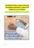 Test Bank for Bates&rsquo; Guide To Physical Examination and History Taking 13th Edition by Lynn S&period; Bickley&comma; Peter G&period; Szilagyi&comma; Richard M&period; Hoffman & Rainier P&period; Soriano 9781496398178 Chapter 1-27 &vert; Complete Guide A&plus;