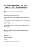 ICU EXAM COMPREHENSIVE TEST 2026 COMPLETE QUESTIONS AND ANSWERS