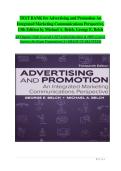 TEST BANK for Advertising and Promotion An  Integrated Marketing Communications Perspective&comma;  13th Edition by Michael A&period; Belch&comma; George E&period; Belch  All Chapters Fully Covered 1-22&vert; Verified Questions & 100&percnt; Correct  Answers for Exam Preparations&vert; A&plus; GRADE GU