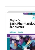 TEST BANK FOR Clayton&rsquo;s Basic Pharmacology for Nurses 20th Edition by Michelle J&period; Willihnganz&comma; Samuel L&period; Gurevitz ISBN&colon; 978-0443126994 COMPLETE GUIDE ALL CHAPTERS COVERED 100&percnt; VERIFIED A&plus; GRADE ASSURED&excl;&excl;&excl;&excl;&excl;NEW LATEST UPDATE&excl;&excl;&excl;&excl;&excl;&excl;