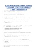 ALABAMA BOARD OF FUNERAL SERVICE STATE LAW EXAM QUESTIONS WITH CORRECT ANSWERS 2026
