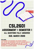 CSL2601 Assignment 1 Semester 1 Memo &vert; Due March 2026