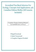 Test Bank&colon; Ecology&colon; Concepts and Applications &lpar;5th Canadian Edition&rpar; &ndash; Manuel C&period; Molles & Andrew Laursen