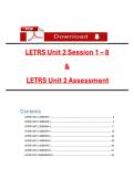 LETRS Unit 2 Session 1 &ndash; 8  &  LETRS Unit 2 Assessment