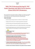 NUR 2790 Professional Nursing III &lpar;PN3&rpar;&comma; Rasmussen College&comma; 2026&ndash;2027 &ndash; Exam 2 Study Guide with Questions and 100&percnt; Correct Answers