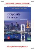 Test Bank  &ndash; Corporate Finance &lpar;13th Edition&rpar; By Stephen A&period; Ross&comma; Randolph W&period; Westerfield & Jeffrey Jaffe &vert; All Chapters Covered &vert; Rated A&plus; &vert; Newest Edition