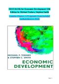 Test Bank - Economic Development 13th Edition by Todaro & Smith All 1-15 Chapters Covered &comma;Latest Edition