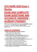 UTA NURS 3320 Exam 1 &ndash; Complete 2026 Review&comma; Verified Questions and Accurate Answers