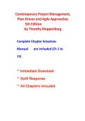 Solutions Manual for Contemporary Project Management&colon; Plan-Driven and Agile Approaches&comma; 5th Edition 2026&sol;2027 &ndash; Timothy Kloppenborg&comma; Vittal S&period; Anantatmula & Kathryn Wells &ndash; Complete Verified Chapter Solutions &lpar;Chapters 1-15 Included&rpar;