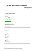 Calculus and Analytical Geometry Subject Mathematics Practice Quiz