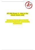 ATI MH Exam 3 - this is the cheat sheet code   Systems Thinking In Health Care Environments &lpar;University of Phoenix&rpar;