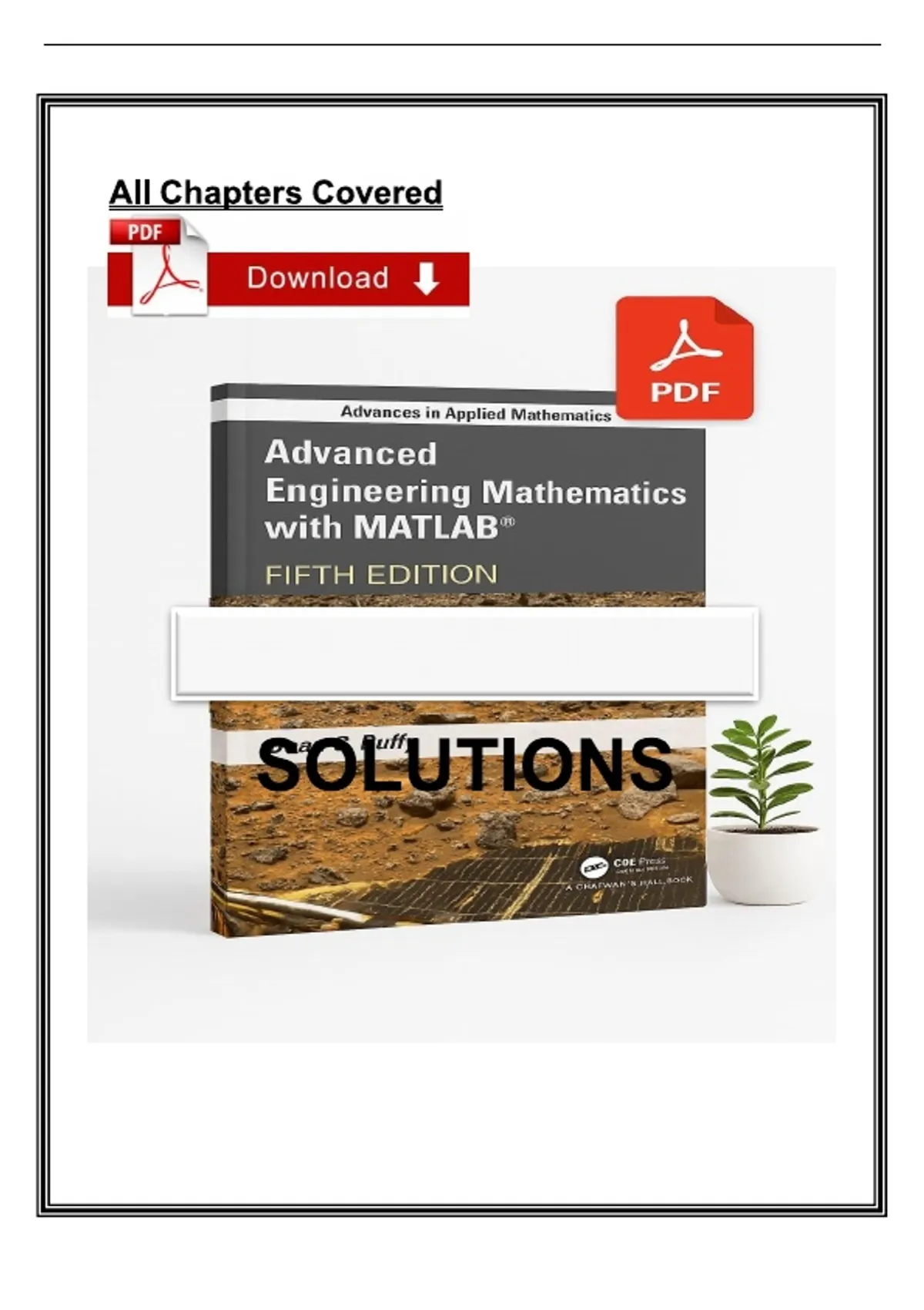 Solutions Manual for Advanced Engineering Mathematics with MATLAB 5th Edition by Duffy ...