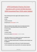 aPHR Certification Practice Test Exam  Questions with Correct Verified Solutions  100&percnt; Guaranteed Pass &lpar; 2026 Latest Update&rpar;