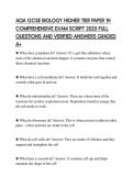 AQA GCSE BIOLOGY HIGHER TIER PAPER 1H COMPREHENSIVE EXAM SCRIPT 2025 FULL QUESTIONS AND VERIFIED ANSWERS GRADED A&plus;