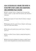 AQA GCSE BIOLOGY HIGHER TIER PAPER 1H EXAM PREP STUDY GUIDE 2025 QUESTIONS AND ANSWERS FULLY SOLVED