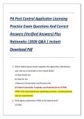 PA Pest Control Applicator Licensing Practice Exam Questions And Correct Answers &lpar;Verified Answers&rpar; Plus Rationales &vert;2026 Q&A &vert; Instant Download Pdf