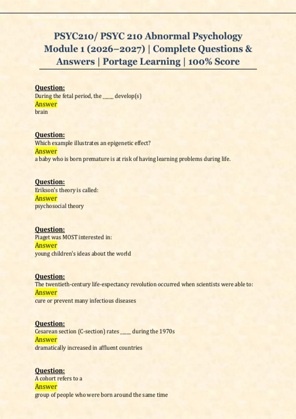 PSYC210/ PSYC 210 Abnormal Psychology Module 1 (2026–2027) | Complete ...